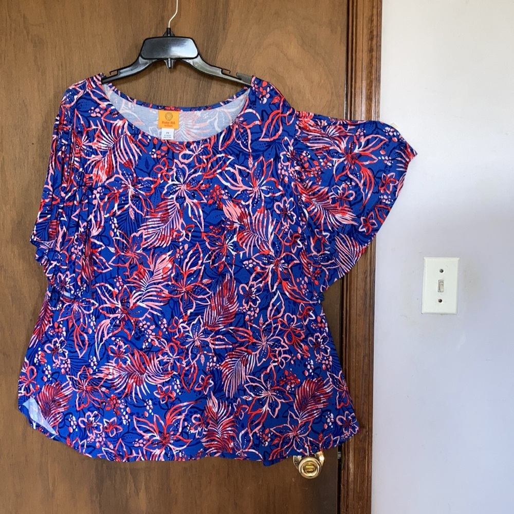 3/$45 Ruby Rd floral print top w stretch pullover shirt casual  boho 1X - Picture 11 of 17